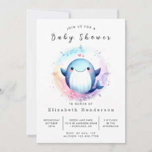 Simple Online Whale Baby Shower Invitation