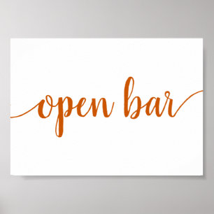 Simple Open Bar Fall Orange Any Event Sign