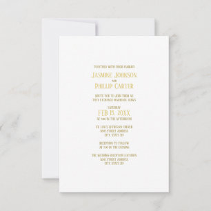 Simple Or - Invitation de mariage/réception 3x5