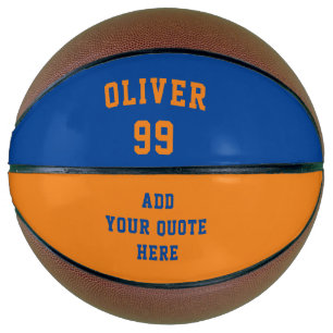 Simple Orange and Blue Name Number Quote Basketball
