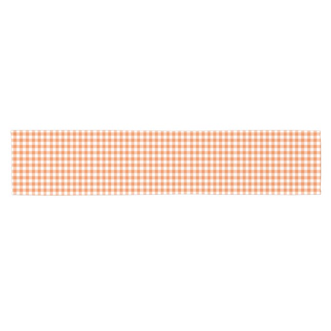 Simple Orange and White Gingham Pattern Short Table Runner (Horizontal)