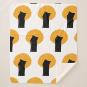 Simple orange black tree watercolor pattern custom sherpa blanket