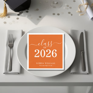Simple Orange Class of 2026 Graduation  Napkin