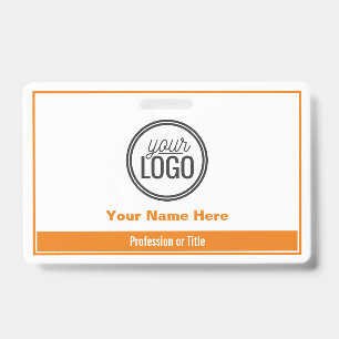 Simple Orange Colour Block Professional Name Tag Badge
