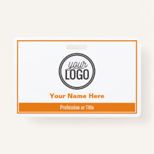 Simple Orange Colour Block Professional Name Tag Badge
