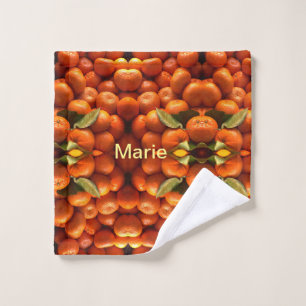 Simple orange fruit add name minimal custom th th bath towel set
