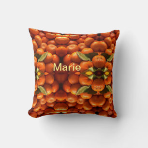 Simple orange fruit add name minimal custom th throw pillow