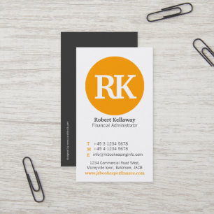 Simple orange, grey & white circle business card