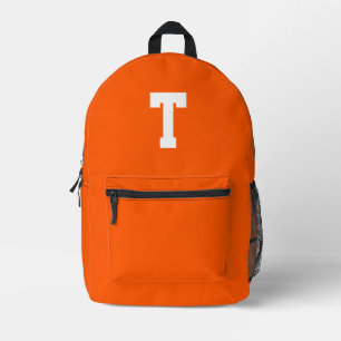 Simple Orange Monogram Printed Backpack