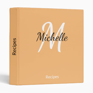 Simple Orange Monogrammed Recipe Binder