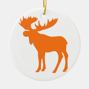 Simple orange moose symbol ceramic ornament