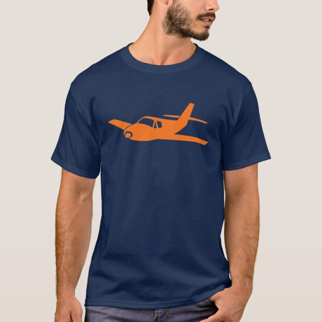 Simple orange navy airplane guys tee (Front)