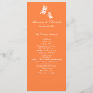 Simple Orange Papillons Programme de mariage