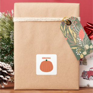 Simple Orange Pumpkin Doodle Design Square Sticker