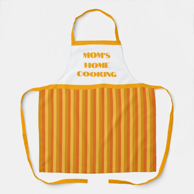Simple Orange Stripe Mom's Home Cooking Apron (Front)