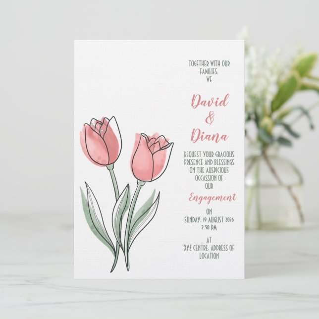 simple orange Wedding invitation (Standing Front)
