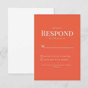 Simple Orange Wedding RSVP Card
