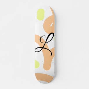 Simple orange yellow watercolor add your monogram skateboard