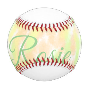 Simple orange yellow watercolor add your name lett baseball