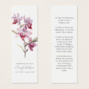 Simple Orchid Funeral Memorial Bookmark