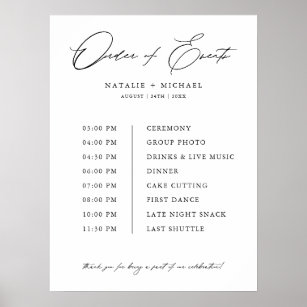 Simple Order Of Events Wedding Schedule Timeline Poster