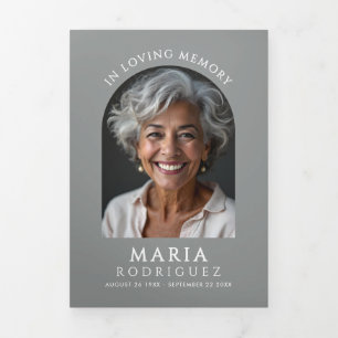 Simple Order Of Service 6-Photo Funeral/Memorial Tri-Fold Programme