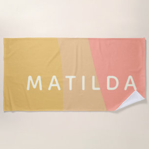 Simple Organic Shapes Sherbet Pastel Personalized Beach Towel