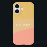 Simple Organic Shapes Sherbet Pastel Personalized iPhone 16 Case<br><div class="desc">A simple sweet colour blocked design of organic shapes in soft yellow and salmon pink pastels,  personalized with name or words of your choice.</div>
