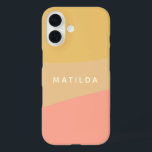 Simple Organic Shapes Sherbet Pastel Personalized iPhone 16 Case<br><div class="desc">A simple sweet colour blocked design of organic shapes in soft yellow and salmon pink pastels,  personalized with name or words of your choice.</div>
