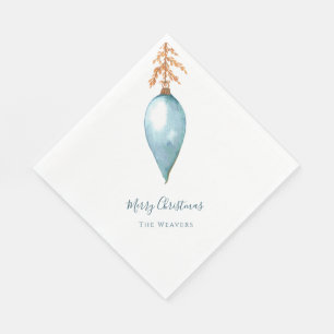 Simple Original Blue Watercolor Custom Christmas Napkin