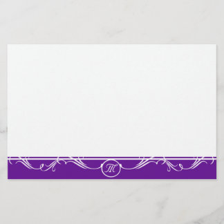 Simple Ornate Purple Monogrammed Stationery