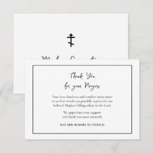 Simple Orthodox Christian Funeral Memorial Thank You Card