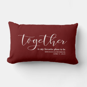 Simple Our Favourite Place to Be Wedding Date Lumbar Pillow
