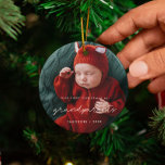 Simple Our First Christmas as Grandparents Photo Ceramic Ornament<br><div class="desc">A simple and modern design for this photo ornament gift. To customize with your favourite baby picture. You can also easily change the colour of the font to your liking. Perfect to celebrate your First Christmas as new grandparents.</div>