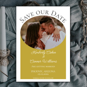 Simple Oval Photo Save the Date Marigold