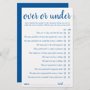 Simple Over or Under   Classic Blue Game Card