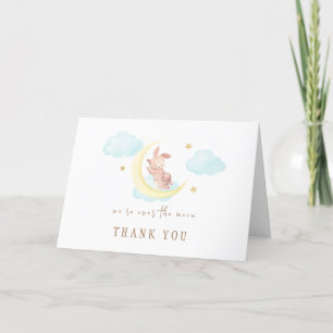 Simple Over The Moon Bunny Cloud Baby Shower Thank You Card