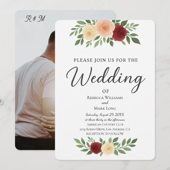 Simple Overlay Photo Wedding Invitation (Front/Back)
