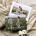 Simple Overlay Photo Wedding Save The Date<br><div class="desc">Elegant wedding save the date cards,  showcasing a stunning printed photo,  draped in a vintage dusty overlay. The timeless sophistication of a serif & script font spells out 'save the date',  your names,  and the date. The reverse side carries another custom photo,  and your website details.</div>