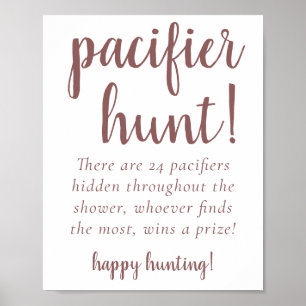Simple Pacifier Hunt   Mauve Pink Shower Game Poster