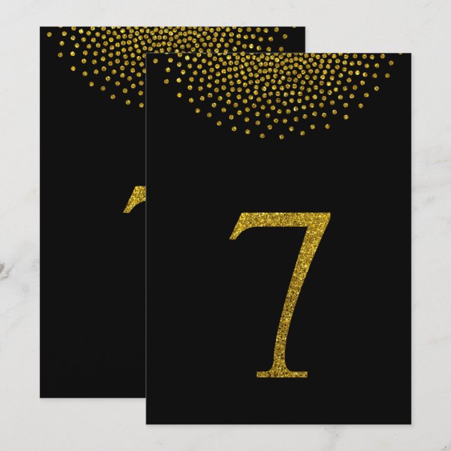 Simple paillette dorée et numéro de table noir 7 (Devant / Derrière)