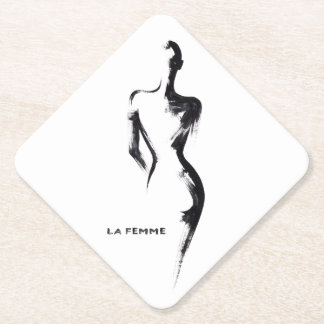 Simple painting gouache La Femme 01 poster Paper Coaster