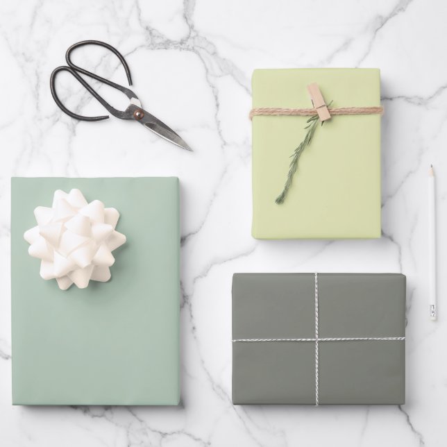 Simple Pale Green Yellow Dark Grey Chic Shades Wrapping Paper Sheet (Front)