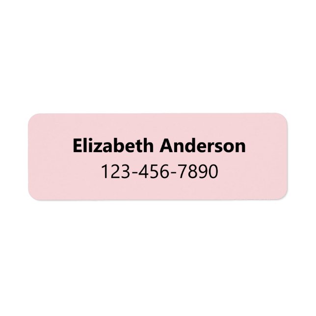Simple Pale Pink & Black Name Bold & Phone Number (Front)