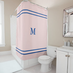 Simple Pale Pink with Deep Blue Monogram