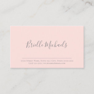 Simple Pale Pink With Grey Handwritten Script Business Card