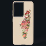 Simple Palestine Map Floral Samsung Galaxy Case<br><div class="desc">The Palestinian map outline is filled with flowers,  sitting on top a beige background. A classic and simple design for a modern device. Purchase this today,  makes a great gift for wife,  fiance,  sister,  friend,  or for yourself.</div>