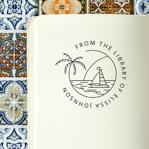 Simple Palm Tree Summer Custom From Library Book Rubber Stamp