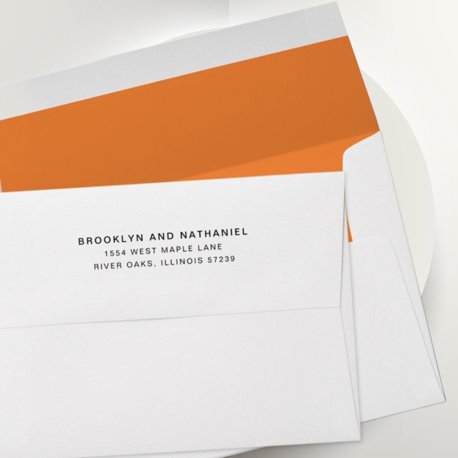 Simple Papaya Orange Return Address Lined Envelope (Creator Uploaded)