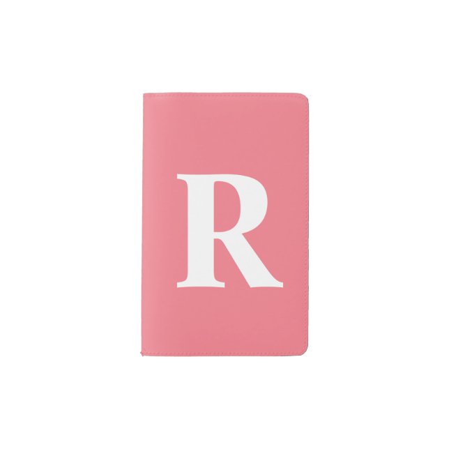 Simple Papaya Salmon Personalized Monogram   Pocket Moleskine Notebook (Front)